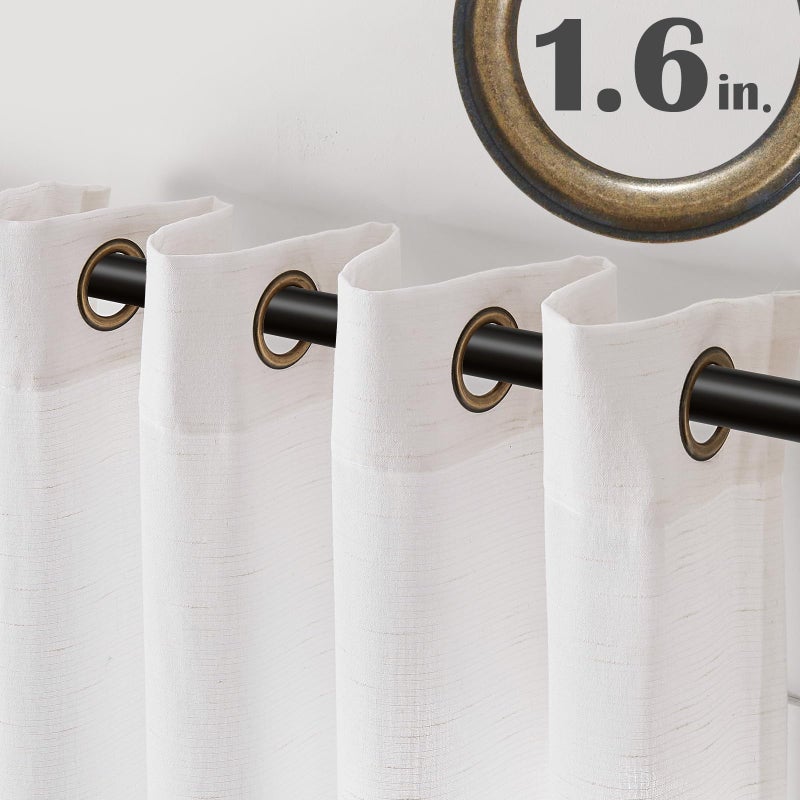 jinchan White Linen Blend Curtains for Living Room 84 Inch Length 2 Panels Set Semi Sheer Light Filtering Grommet Curtains for Bedroom Light Weight Soft Window Grommet Drapes Cream 50W x 84L Inch - Image 5